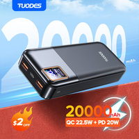 Tuodes-Batterie Externe Portable, 20000mAh, PD20W, Grande Capacité, 22.5W, Charge Rapide, Chargeur pour iPhone, Samsung, Xiaomi 1